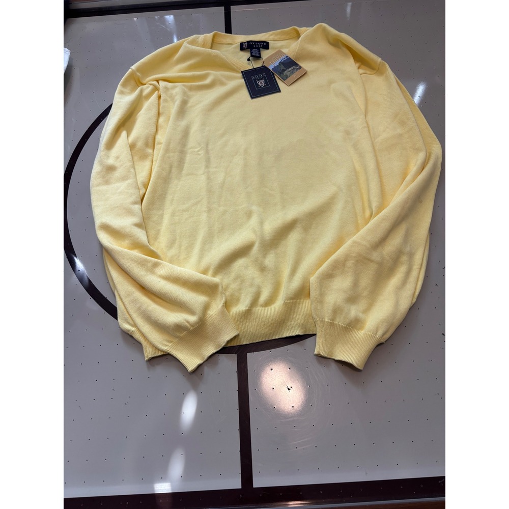 Oxford Golf Mens XXXL Lemon Yellow V-Neck Peruvian Pima Cotton Sweater NWT